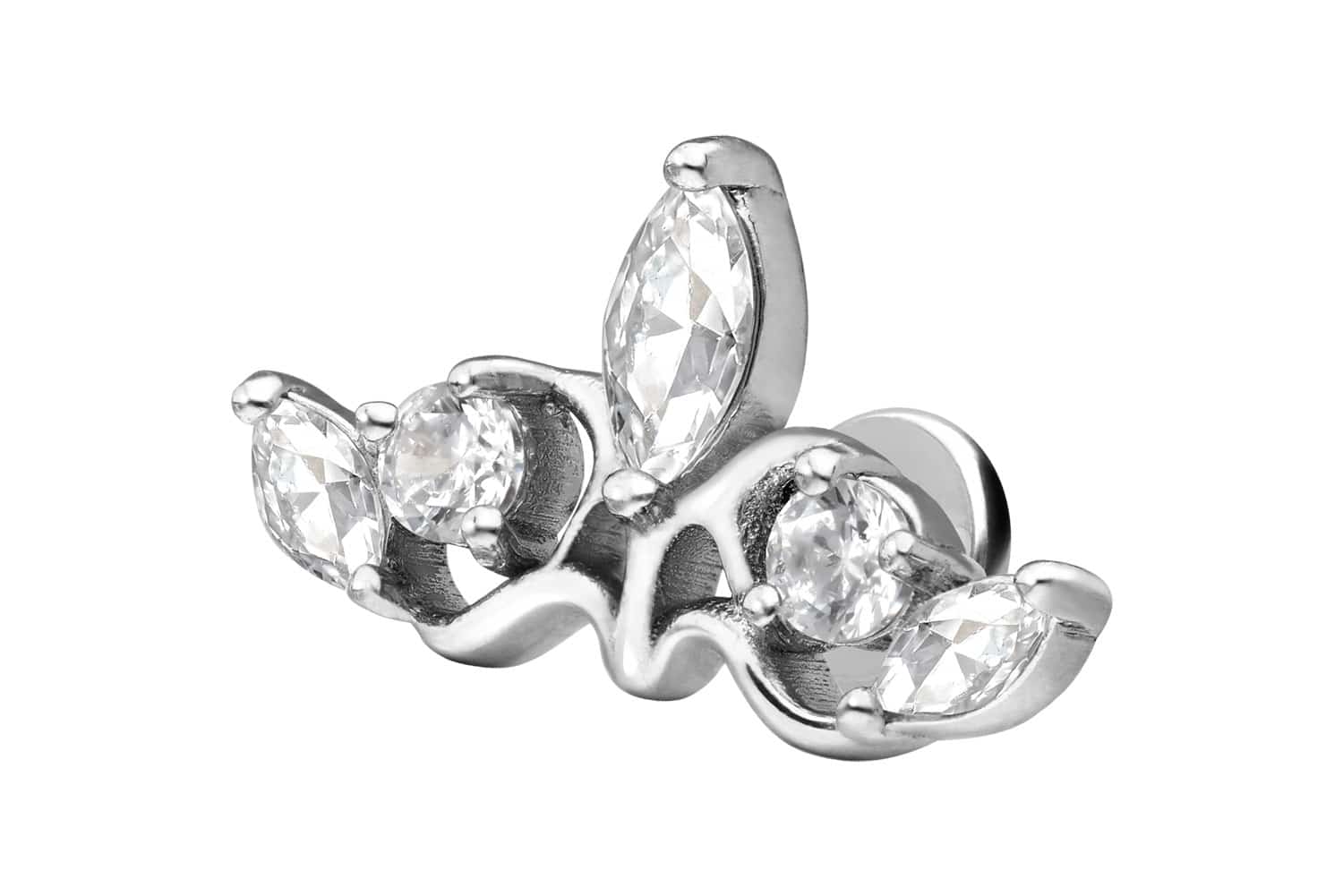 Titan Labret Piercing mit Innengewinde GOTISCHE KRONE